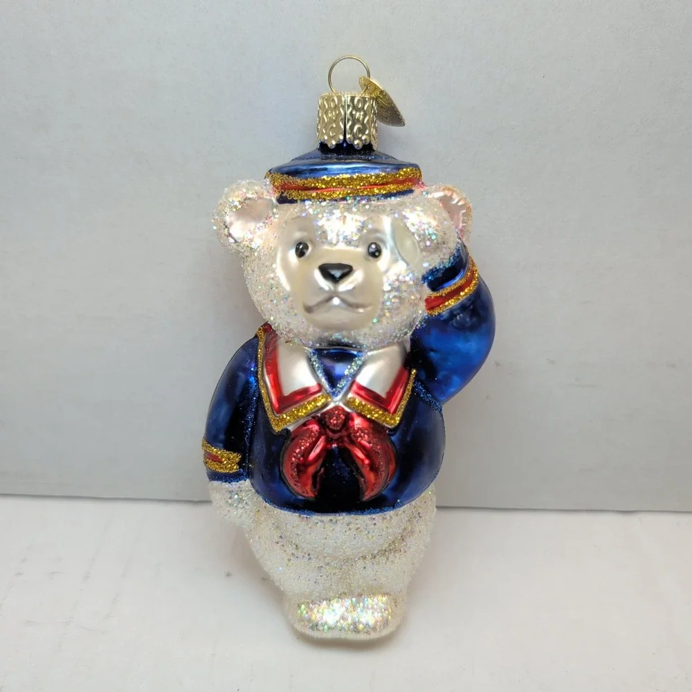 Old World Christmas Glass Ornaments Cigar Store Indian & Sailor Bear Lot of 2
